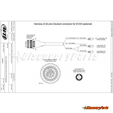 AiM 22 Pin Aux Harness Straight Connector EVO 5